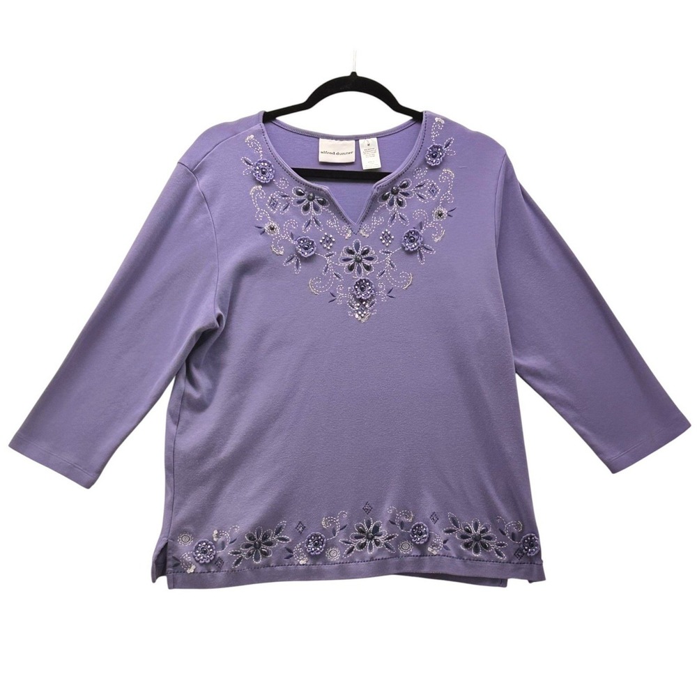 Alfred Dunner‎ Embellished Blouse Purple Medium